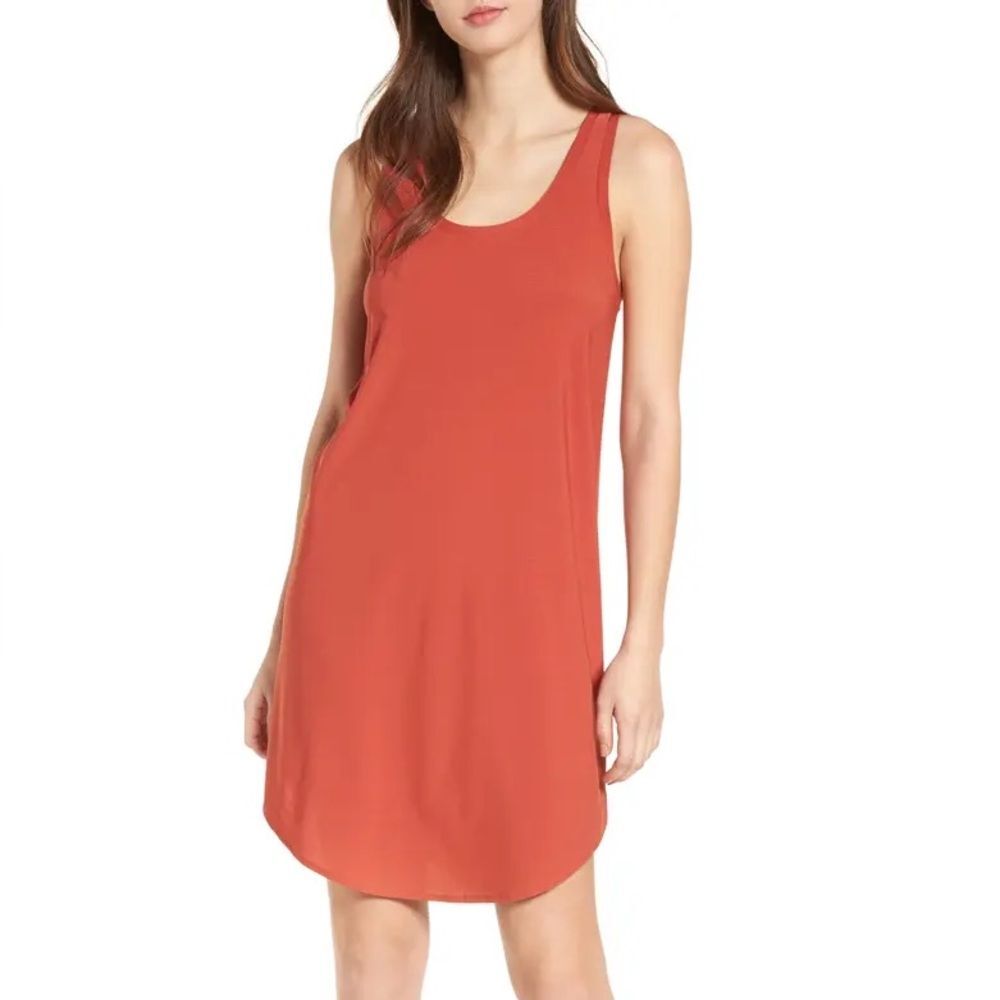Leith Nordstrom Rust Orange Sleeveless Flowy Shift Dress Women's Size Small